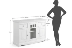 Credenza con vetrina bicolore shabby chic pino massello