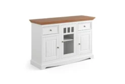 Credenza con vetrina bicolore shabby chic pino massello