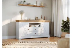 Credenza in massello di pino con cassetti shabby country