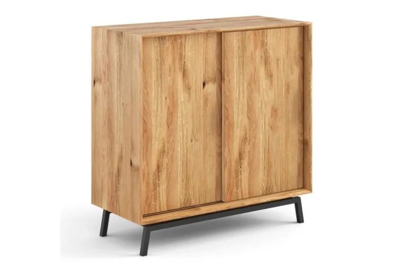 Credenza moderna in rovere massello con portabottiglie