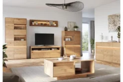 Credenza moderna in rovere massello grezzo con illuminazione LED