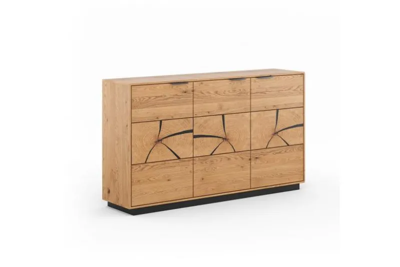 Credenza moderna rovere massello con sezione di tronco
