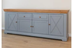 Credenza pino massello grigio e color rovere shabby country