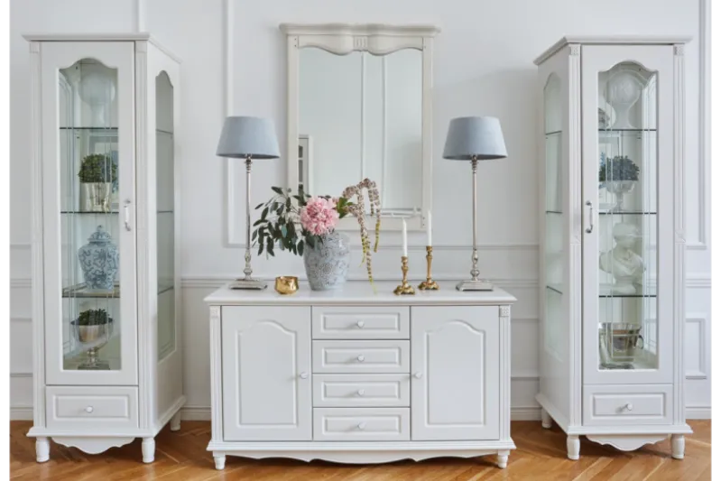 Credenza provenzale bianca in legno 2 ante e 4 cassetti PRINCESS 887