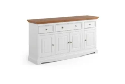 Credenza shabby chic pino massello bicolore bianca e rovere