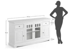 Credenza vetrina shabby chic pino massello bianca