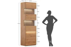 Cristalliera alta 1 anta apertura sinistra in legno naturale massello moderna