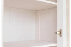 Cristalliera shabby due ante pino massello bianco e tabacco