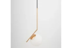Lampada a sospensione a sfera in vetro bianco oro caldo SORENTO D15