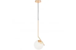 Lampada a sospensione a sfera in vetro bianco oro caldo SORENTO D15