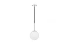 Lampada a sospensione a sfera vetro bianco cromata FREDICA D30