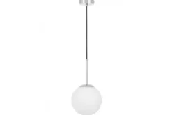 Lampada a sospensione a sfera vetro bianco cromata FREDICA D30