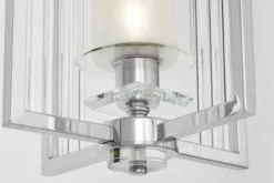 Lampada a sospensione cromata doppio paralume vetro MANHATTAN W1