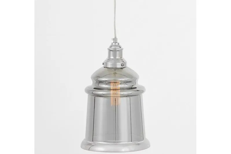 Lampada a sospensione cromo e vetro grigio fumo MOLETTI D20