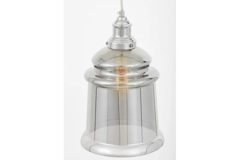 Lampada a sospensione cromo e vetro grigio fumo MOLETTI D20