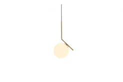 Lampada a sospensione di design a sfera in vetro bianco SORENTO D20 Ottone