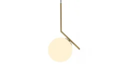 Lampada a sospensione di design a sfera in vetro bianco SORENTO D20 Ottone