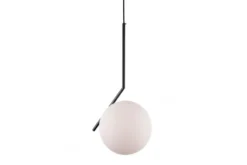 Lampada a sospensione di design a sfera in vetro bianco SORENTO D20 Nero