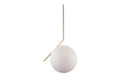 Lampada a sospensione di design a sfera in vetro bianco SORENTO D30 Ottone