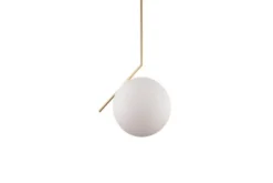 Lampada a sospensione di design a sfera in vetro bianco SORENTO D30 Ottone