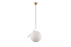 Lampada a sospensione di design a sfera in vetro bianco SORENTO D30 Ottone