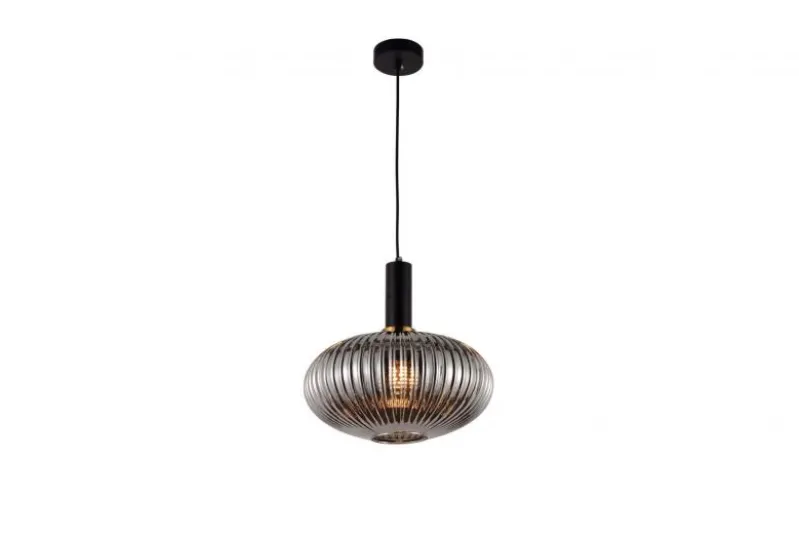 Lampada a sospensione di design a sfera in vetro grigio fumo FLORI