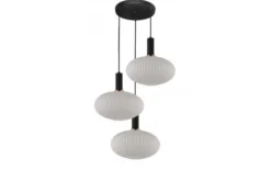 Lampada a sospensione di design con tre sfere in vetro FLORI W3 Bianco e Nero