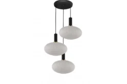Lampada a sospensione di design con tre sfere in vetro FLORI W3 Bianco e Nero