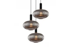Lampada a sospensione di design con tre sfere in vetro grigio fumo FLORI W3-RD