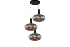 Lampada a sospensione di design con tre sfere in vetro grigio fumo FLORI W3-RD