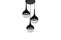 Lampada a sospensione di design 3 sfera in vetro FRUDO W3 Nero