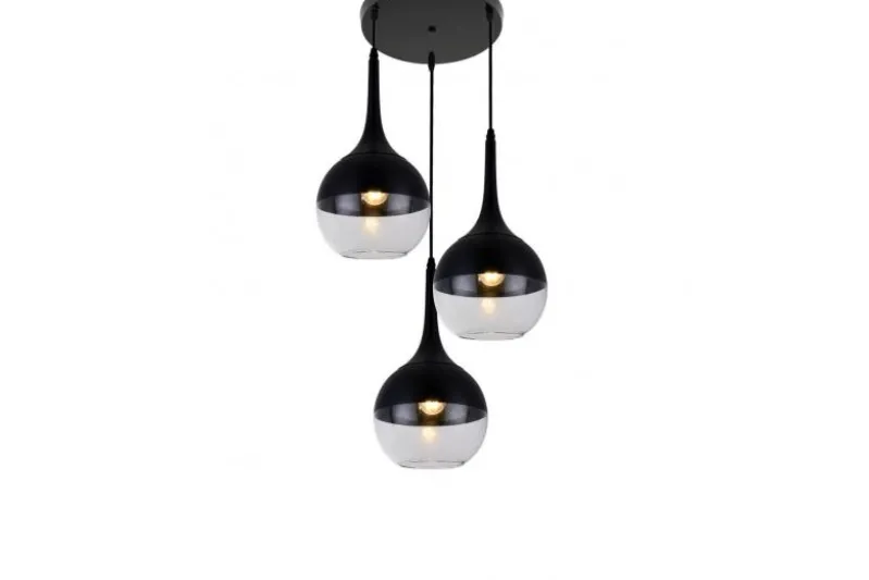 Lampada a sospensione di design 3 sfera in vetro FRUDO W3 Nero