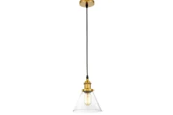Lampada a sospensione industriale vetro trasparente ottone NUBI W1