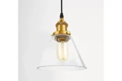 Lampada a sospensione industriale vetro trasparente ottone NUBI W1
