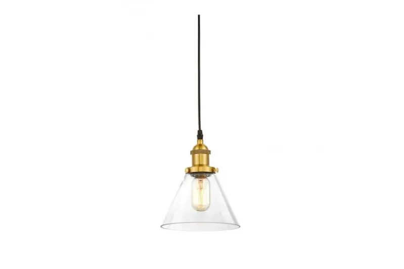 Lampada a sospensione industriale vetro trasparente ottone NUBI W1