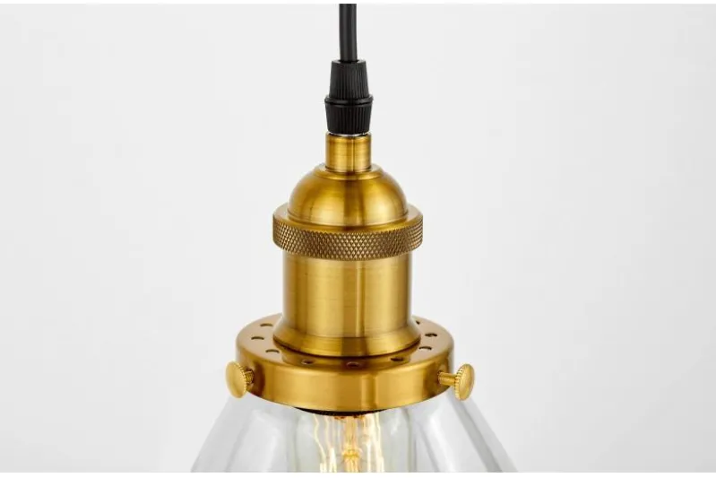 Lampada a sospensione industriale vetro trasparente ottone NUBI W1