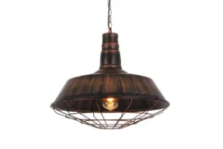 Lampada a sospensione in stile industriale vintage ARIGIO D35 ottone antico con nero