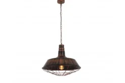 Lampada a sospensione in stile industriale vintage ARIGIO D35 ottone antico con nero
