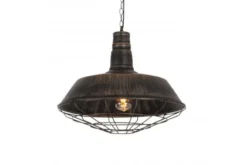 Lampada a sospensione in stile industriale vintage ARIGIO D35 oro antico con nero