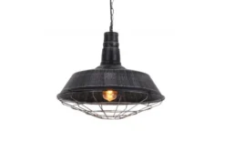 Lampada a sospensione in stile industriale vintage ARIGIO D35 argento antico con nero
