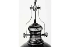 Lampada a sospensione in stile industriale vintage ELIGIO W1 argento antico con nero