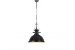 Lampada a sospensione in stile industriale vintage ELIGIO W1 argento antico con nero