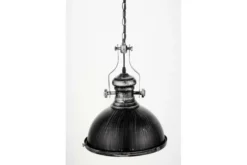 Lampada a sospensione in stile industriale vintage ELIGIO W1 argento antico con nero