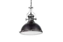 Lampada a sospensione in stile industriale vintage ELIGIO W1 argento antico con nero