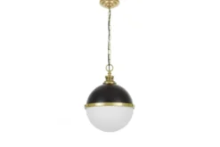 LAMPADA A SOSPENSIONE LOFT NERA E OTTONE LARGO
