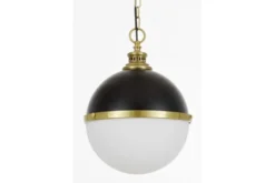 LAMPADA A SOSPENSIONE LOFT NERA E OTTONE LARGO