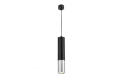 LAMPADA A SOSPENSIONE MODERNA A TUBO NERO E CROMO LINEO W1