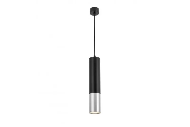 LAMPADA A SOSPENSIONE MODERNA A TUBO NERO E CROMO LINEO W1