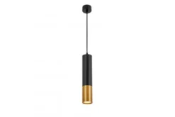 LAMPADA A SOSPENSIONE MODERNA CON TUBO NERO E OTTONE LINEO W1