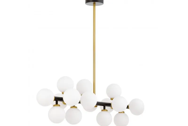 LAMPADA A SOSPENSIONE MODERNA NERA E OTTONE PETRICA W16